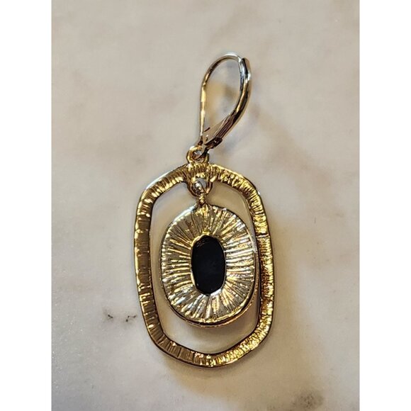 Dana Buchman Gold-Tone Drop Earrings With Black & Crystal Accents - Picture 5 of 5